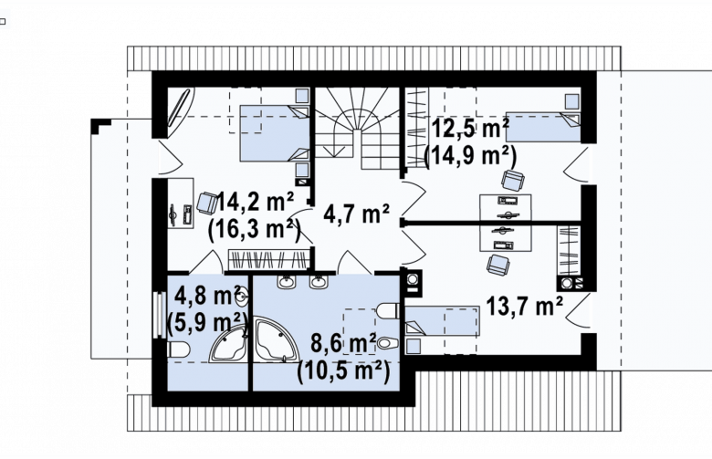 Projekt domu wolnostojącego Z149 - rzut poddasza