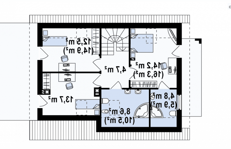 Projekt domu wolnostojącego Z149 - rzut poddasza