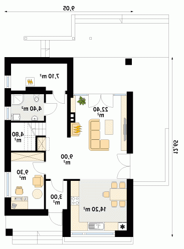 Rzut projektu Amarant - wersja lustrzana