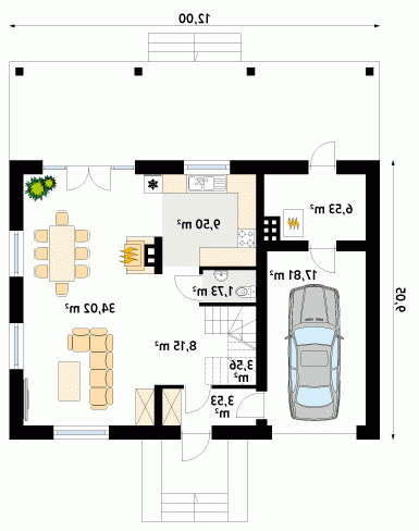 Rzut projektu Arnika - wersja lustrzana