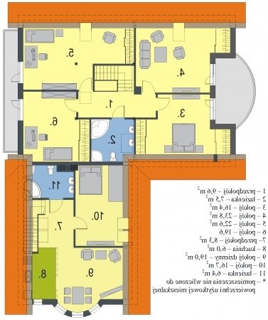 Rzut projektu Ewelina - wersja lustrzana