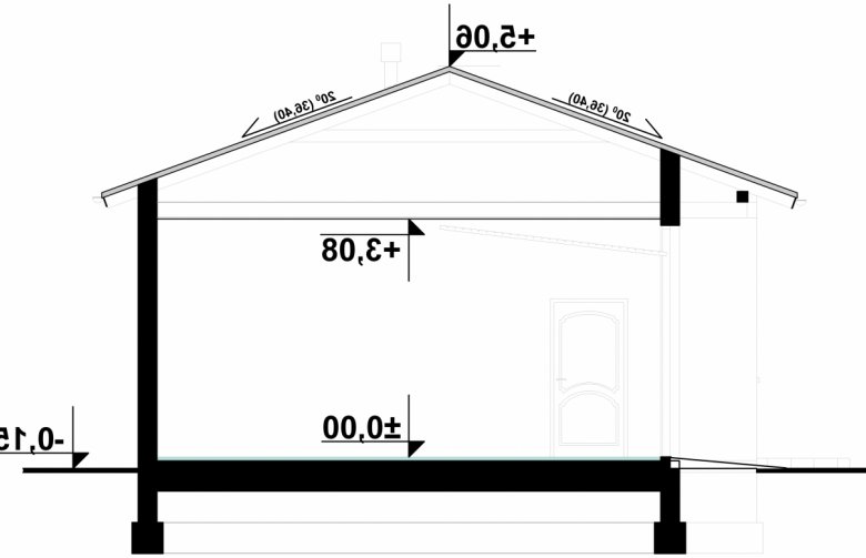 Projekt domu energooszczędnego G47 - Budynek garażowo - gospodarczy - przekrój 1