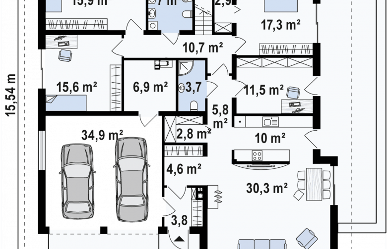 Projekt domu jednorodzinnego Z51 - rzut parteru