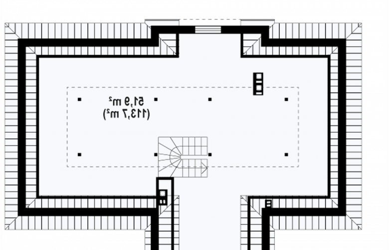 Projekt domu wolnostojącego Z2 L + w - rzut poddasza