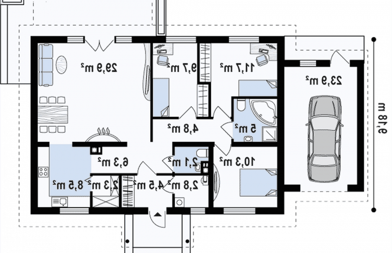 Projekt domu parterowego Z8 v2 GL - 