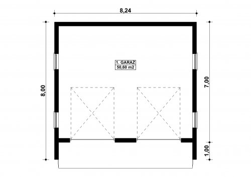 Rzut projektu G48 - Budynek garażowy