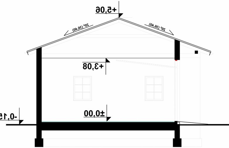 Projekt domu energooszczędnego G48 - Budynek garażowy - przekrój 1
