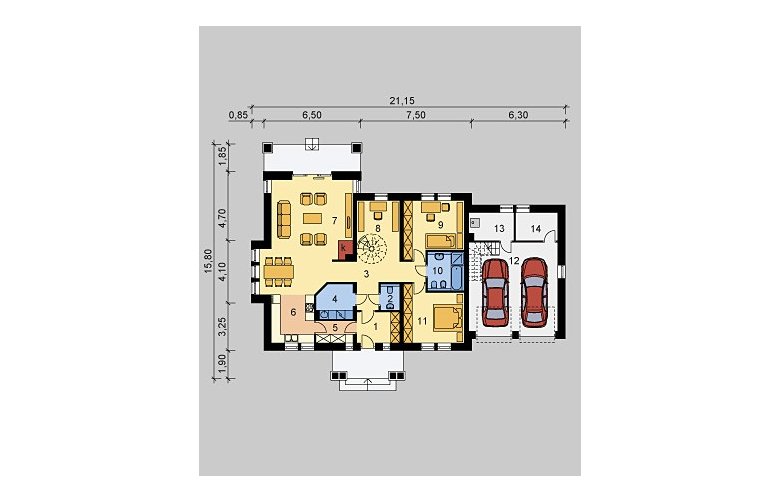 Projekt domu dwurodzinnego LK&723 - parter