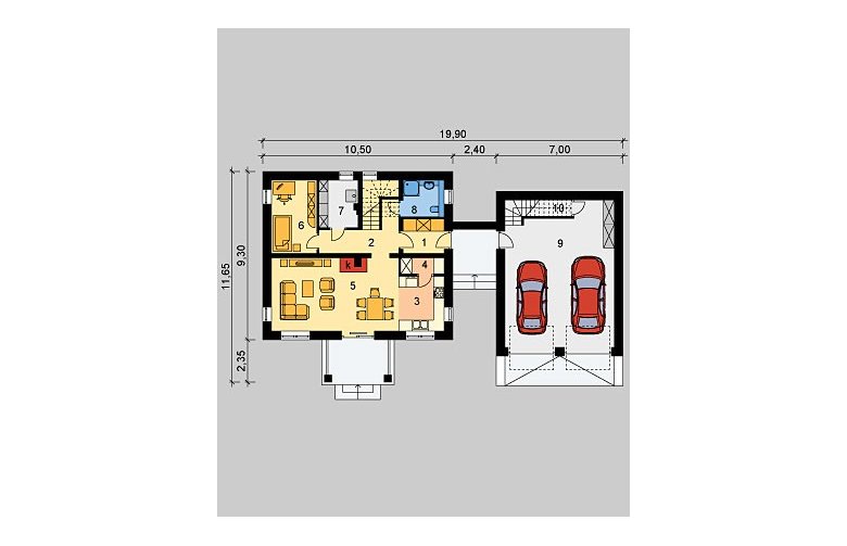 Projekt domu wolnostojącego LK&728 - parter