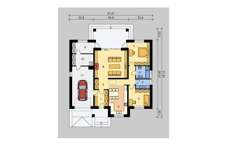 Projekt domu parterowego LK&735 - parter