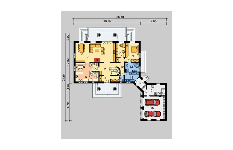 Projekt domu wolnostojącego LK&738 - parter