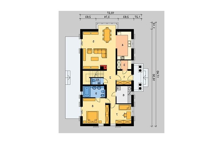 Projekt domu piętrowego LK&748 - parter