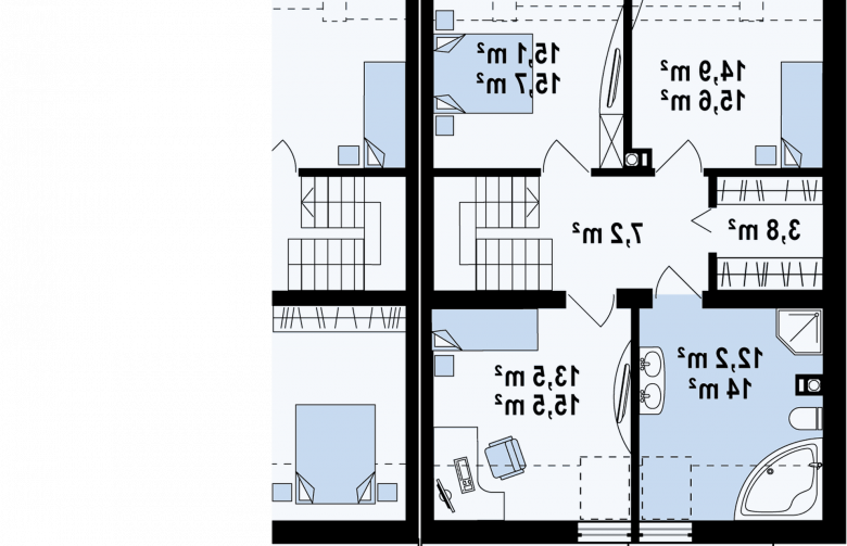 Projekt domu szeregowego Zs1 - rzut poddasza