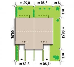 Usytuowanie budynku Zs1 w wersji lustrzanej