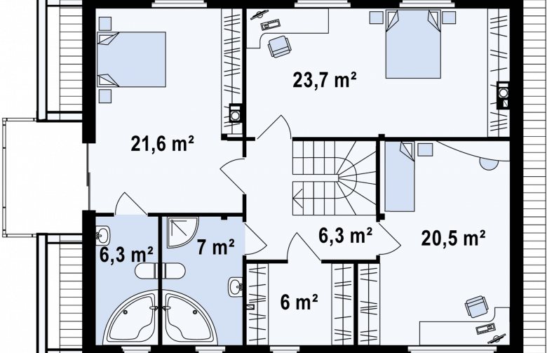 Projekt domu piętrowego Zx29 - rzut poddasza