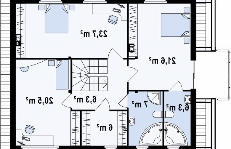 Projekt domu piętrowego Zx29 - rzut poddasza