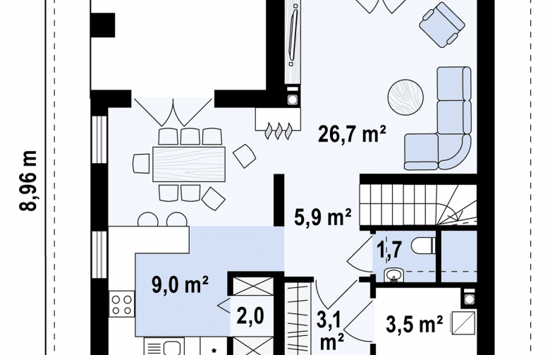 Projekt domu wolnostojącego Z163 - rzut parteru