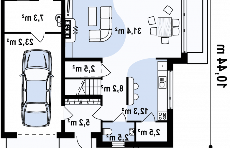 Projekt domu bliźniaczego Zb3 - rzut parteru