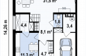 Projekt domu bliźniaczego Zb4 (cena za jeden segment) - rzut parteru