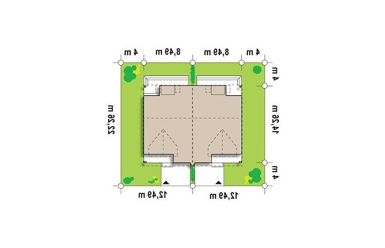 Projekt domu bliźniaczego Zb4 (cena za jeden segment) - Usytuowanie - wersja lustrzana