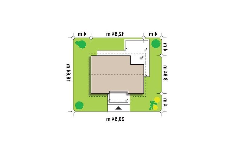 Projekt domu parterowego Z136 - Usytuowanie - wersja lustrzana