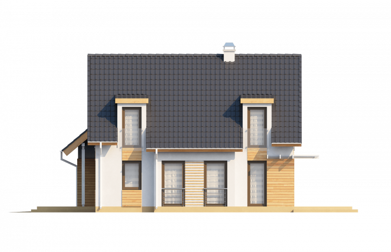 Projekt domu z poddaszem Z135 - elewacja 3