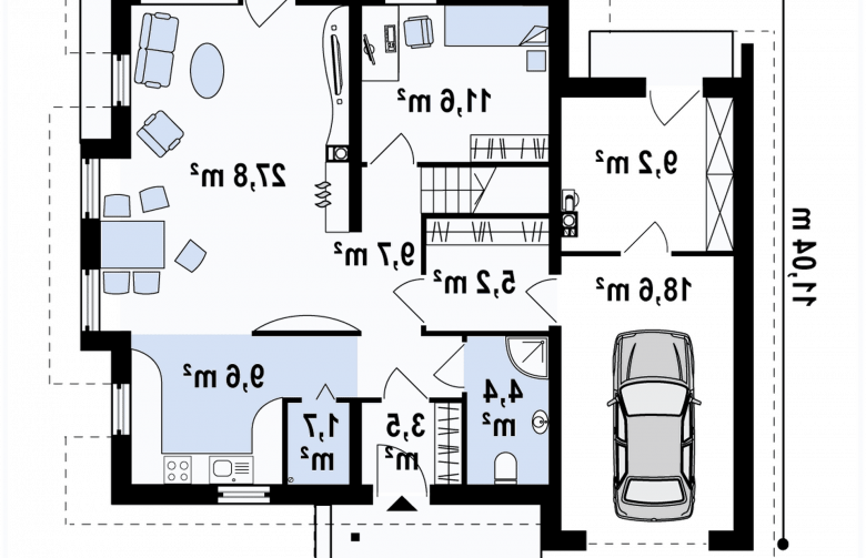 Projekt domu z poddaszem Z135 - rzut parteru