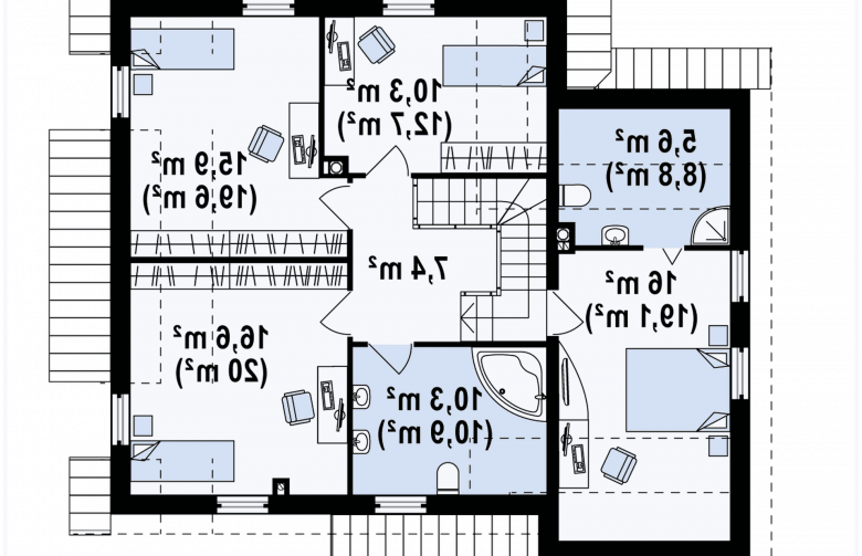 Projekt domu z poddaszem Z135 - rzut poddasza