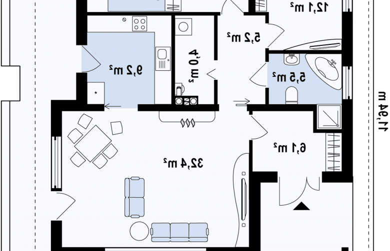 Projekt domu parterowego Z141 - rzut parteru