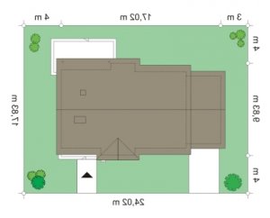 Usytuowanie budynku Cypisek 4 (389) w wersji lustrzanej