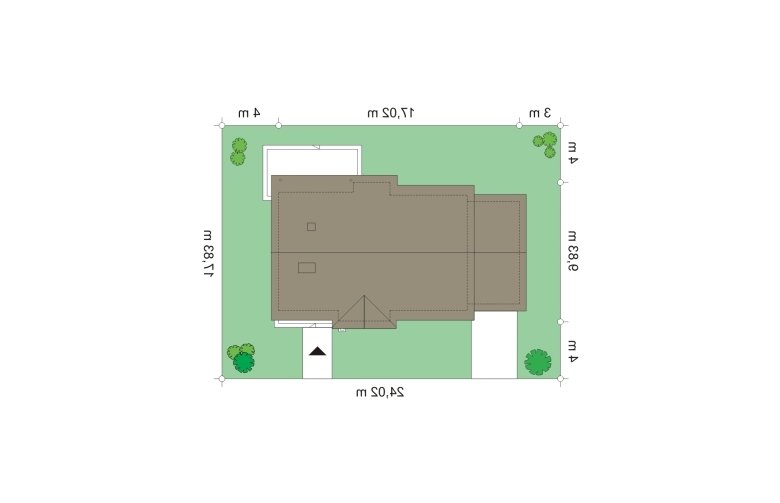 Projekt domu dwurodzinnego Cypisek 4 (389) - Usytuowanie - wersja lustrzana