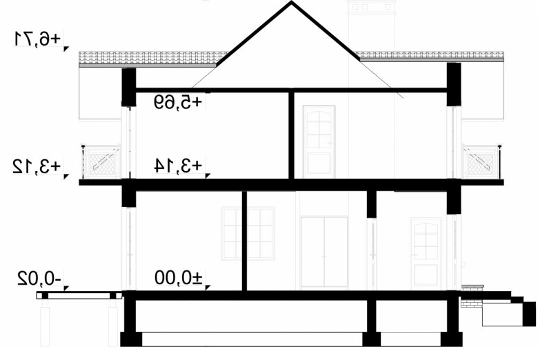 Projekt domu wielorodzinnego Dominik - przekrój 1