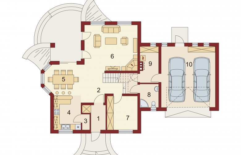 Projekt domu parterowego Cezar G2 - rzut parteru