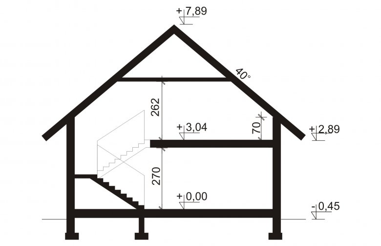 Projekt domu parterowego Cezar G2 - przekrój 1