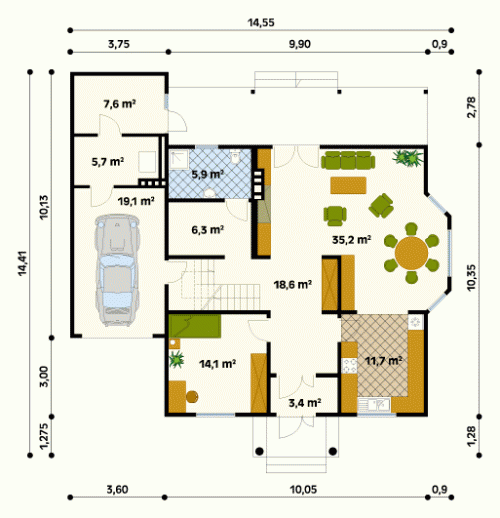 Rzut projektu Modrzew dr-S