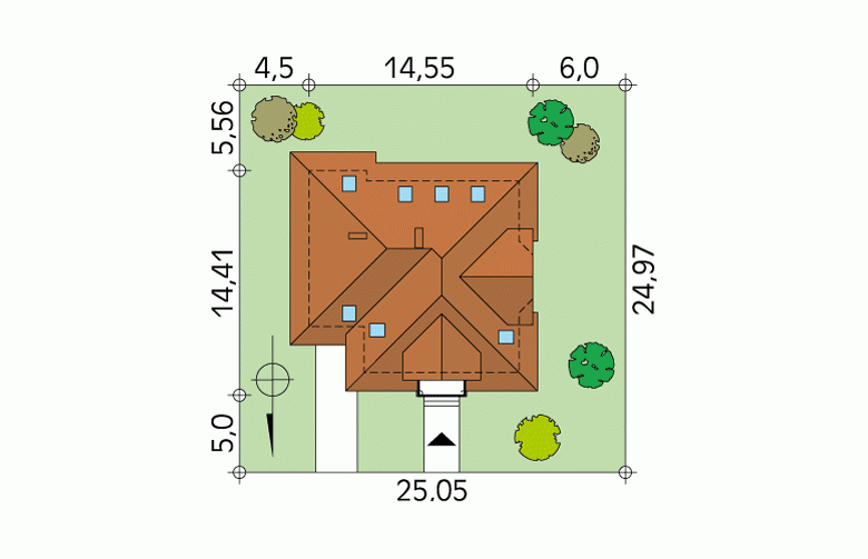 Projekt domu z bala Modrzew dr-S - Usytuowanie