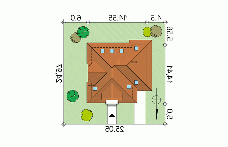 Projekt domu z bala Modrzew dr-S - Usytuowanie - wersja lustrzana