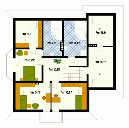 Rzut projektu Modrzew 2 - wersja lustrzana