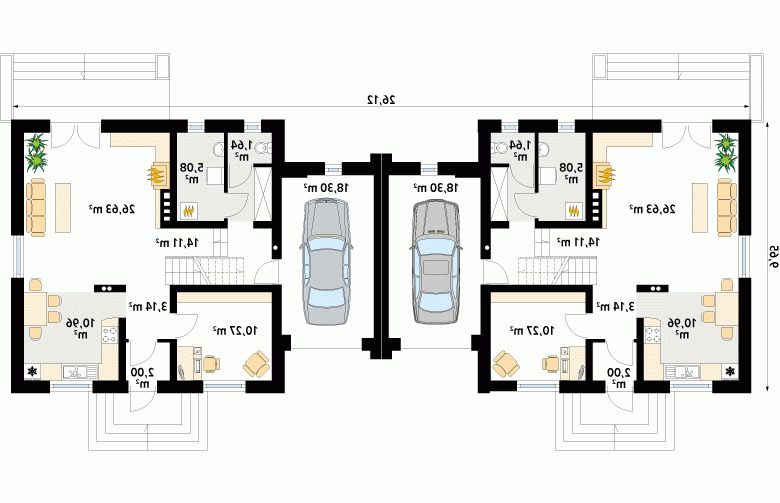 Projekt domu bliźniaczego Alga - 