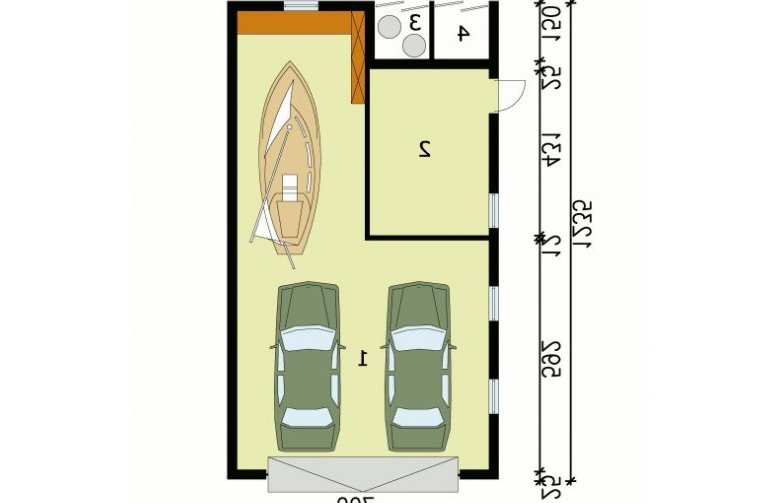 Projekt garażu G125 garaż dwustanowiskowy z pomieszczeniem gospodarczym - przyziemie