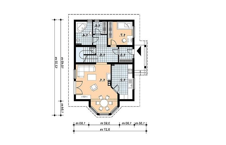 Projekt domu jednorodzinnego L-85 BAL - rzut parteru