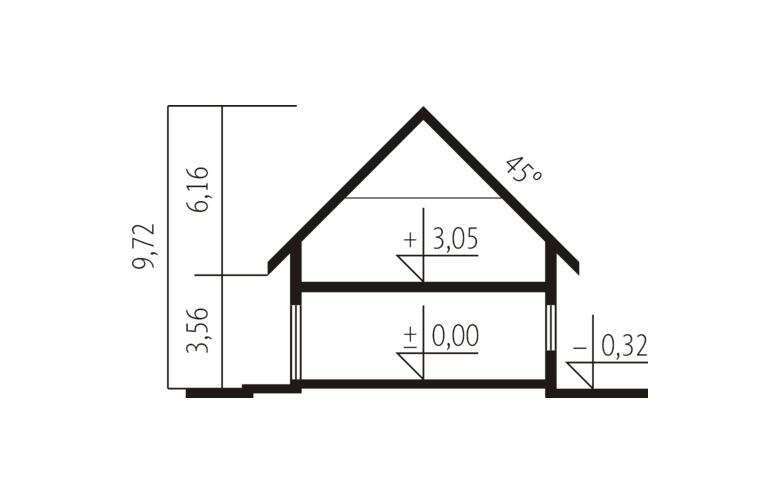 Projekt domu z poddaszem Jolka G1 - przekrój 1