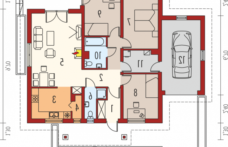 Projekt domu parterowego Apollo G1 - parter