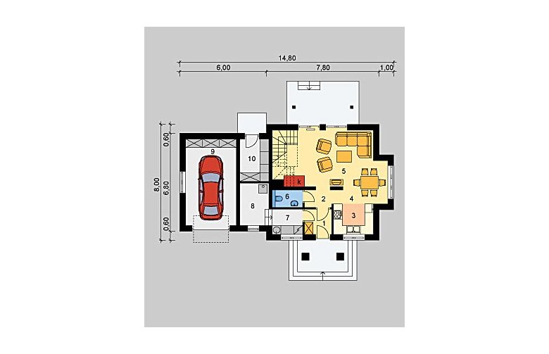 Projekt domu parterowego LK&55 - parter