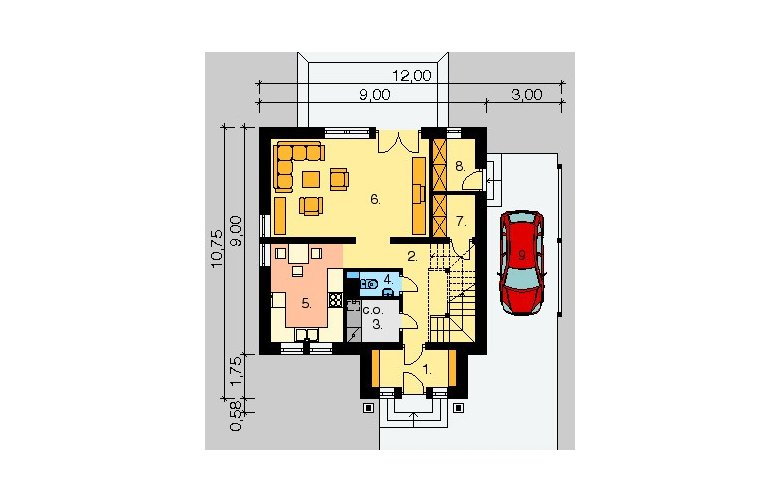 Projekt domu wolnostojącego LK&155 - parter