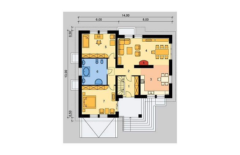 Projekt domu dwurodzinnego LK&340 - parter