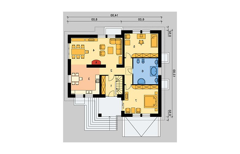 Projekt domu dwurodzinnego LK&340 - parter