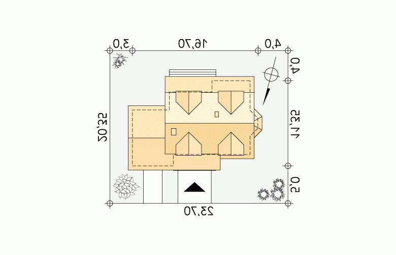 Projekt domu tradycyjnego Combo 3 - Usytuowanie - wersja lustrzana