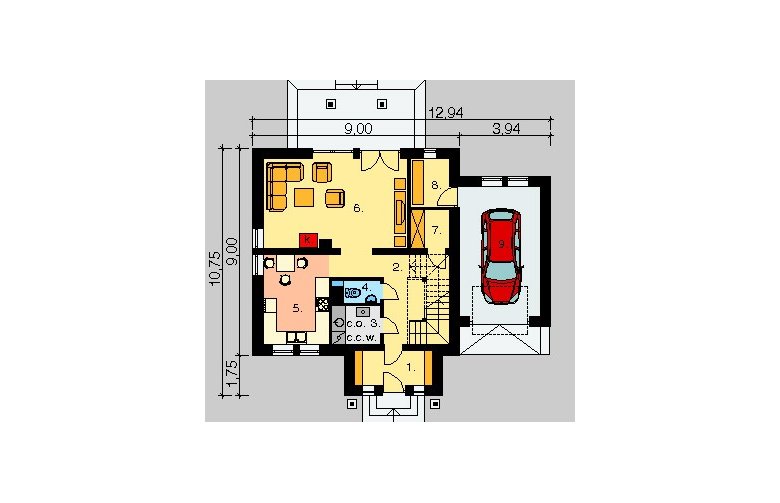 Projekt domu wolnostojącego LK&190 - parter