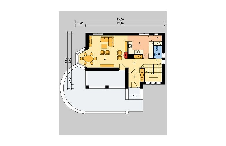 Projekt domu z poddaszem LK&235 - parter